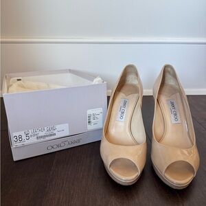 Jimmy Choo Nude Peep Toe Heels